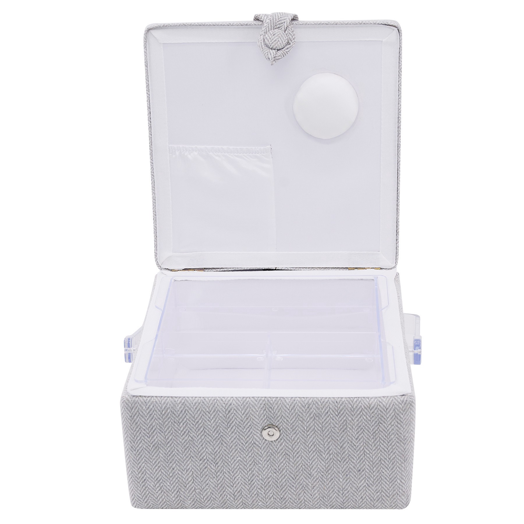 slide 2 of 4, Gray Square Sewing Basket By Loops & Threads, 8.75 in x 8.75 in x 4.75 in