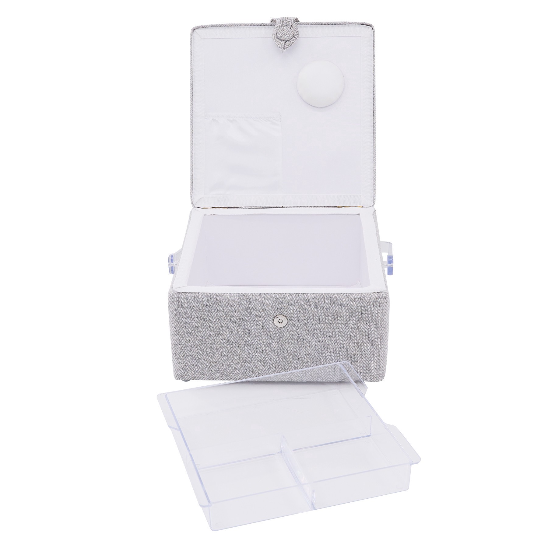 slide 3 of 4, Gray Square Sewing Basket By Loops & Threads, 8.75 in x 8.75 in x 4.75 in