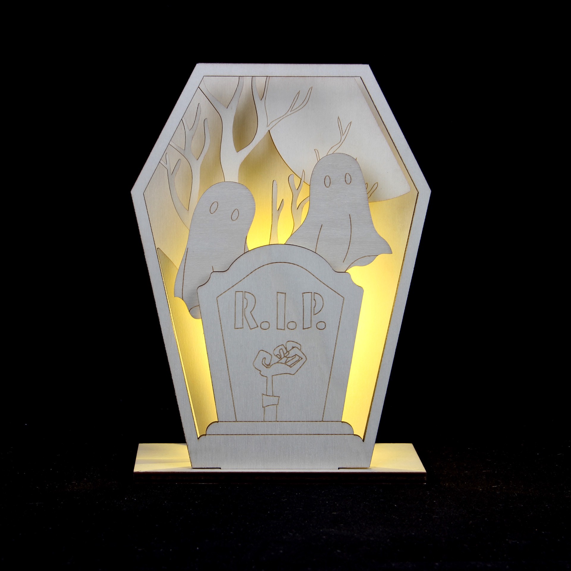 slide 2 of 4, 8.25" Layered Coffin Diy Led Plywood Decor By Make Market, 8.25 in