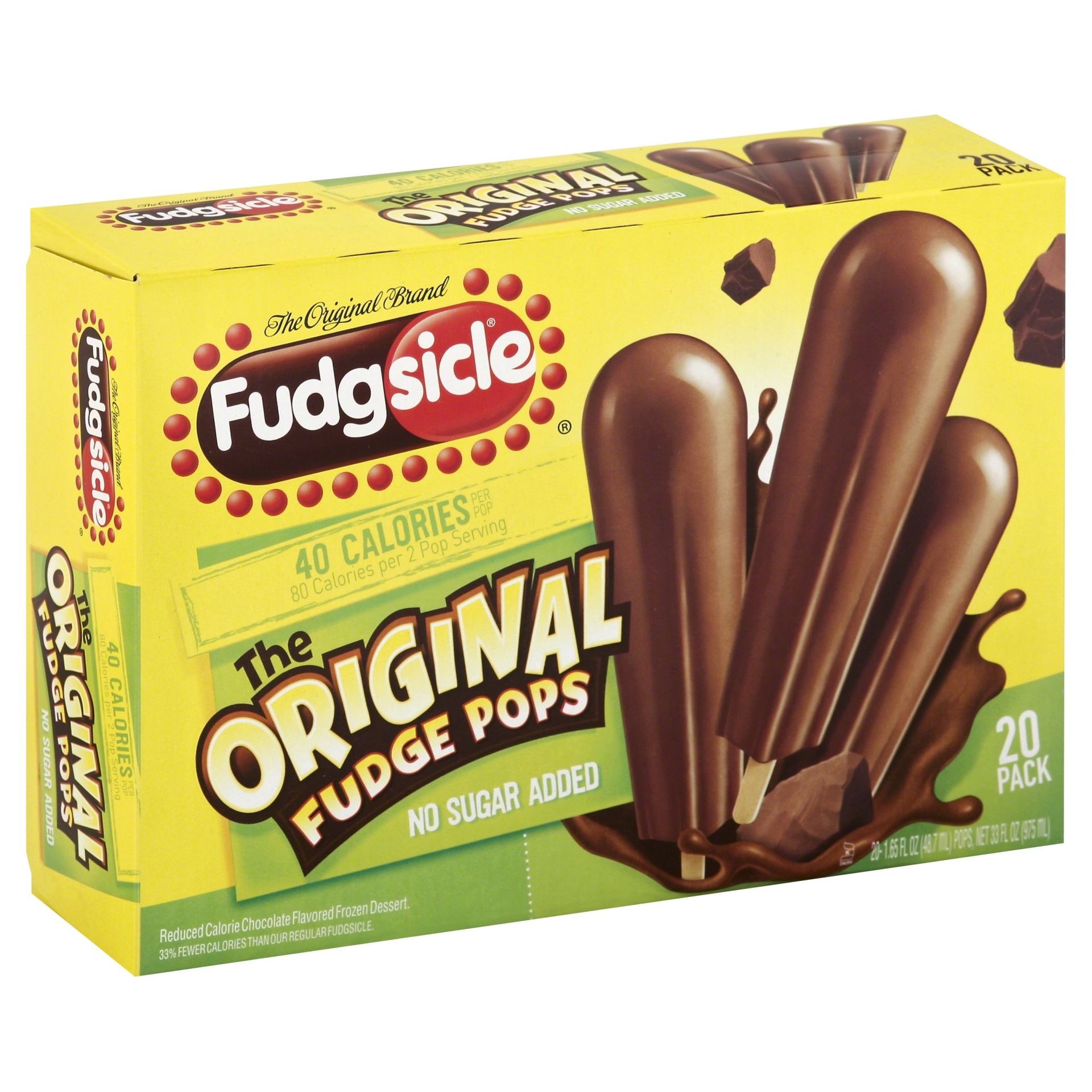 slide 1 of 3, Fudgsicle Original Fudge Pops, 20 ct; 1.65 fl oz