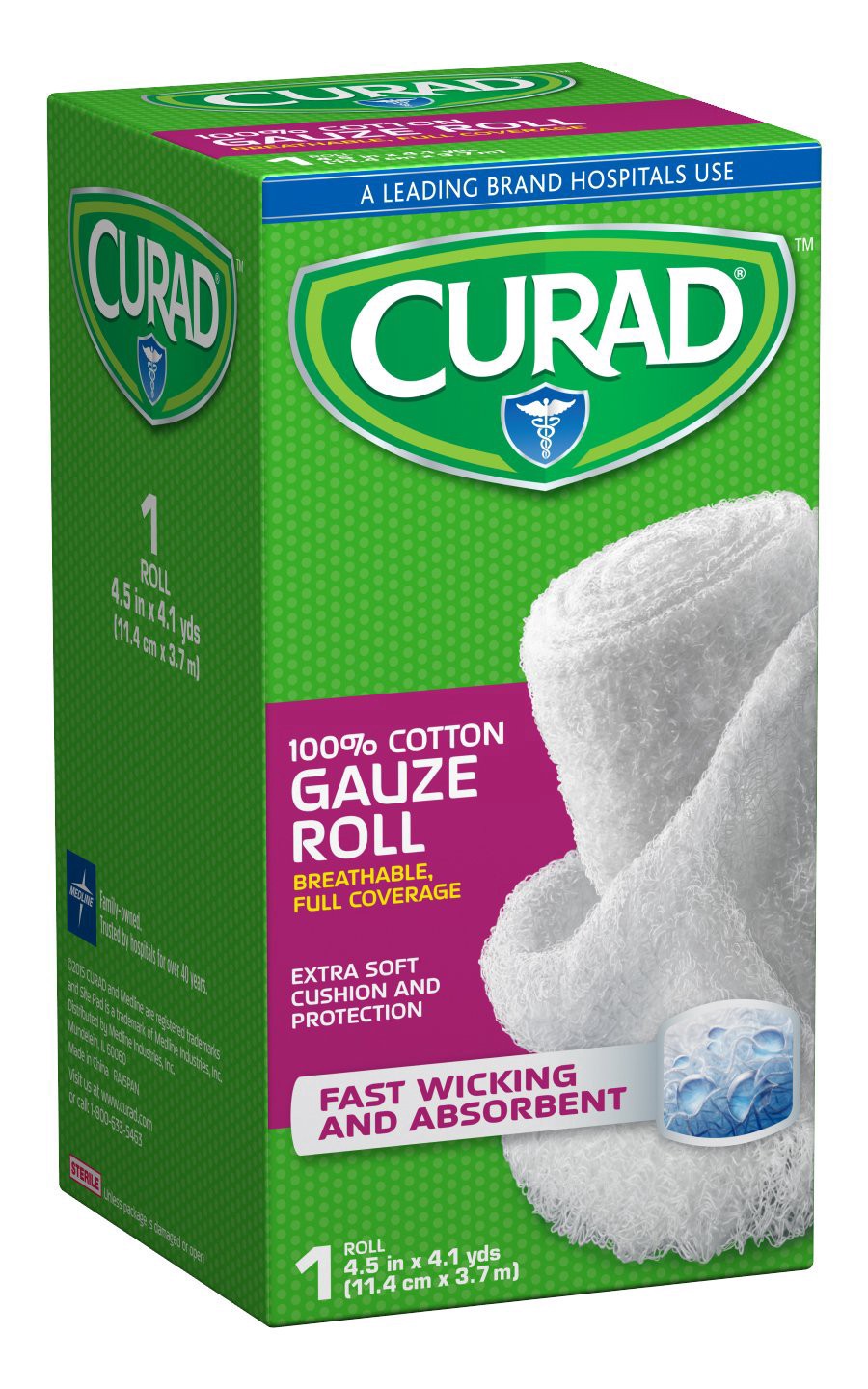 slide 1 of 4, Curad 100% Cotton Gauze Roll, 1 ct