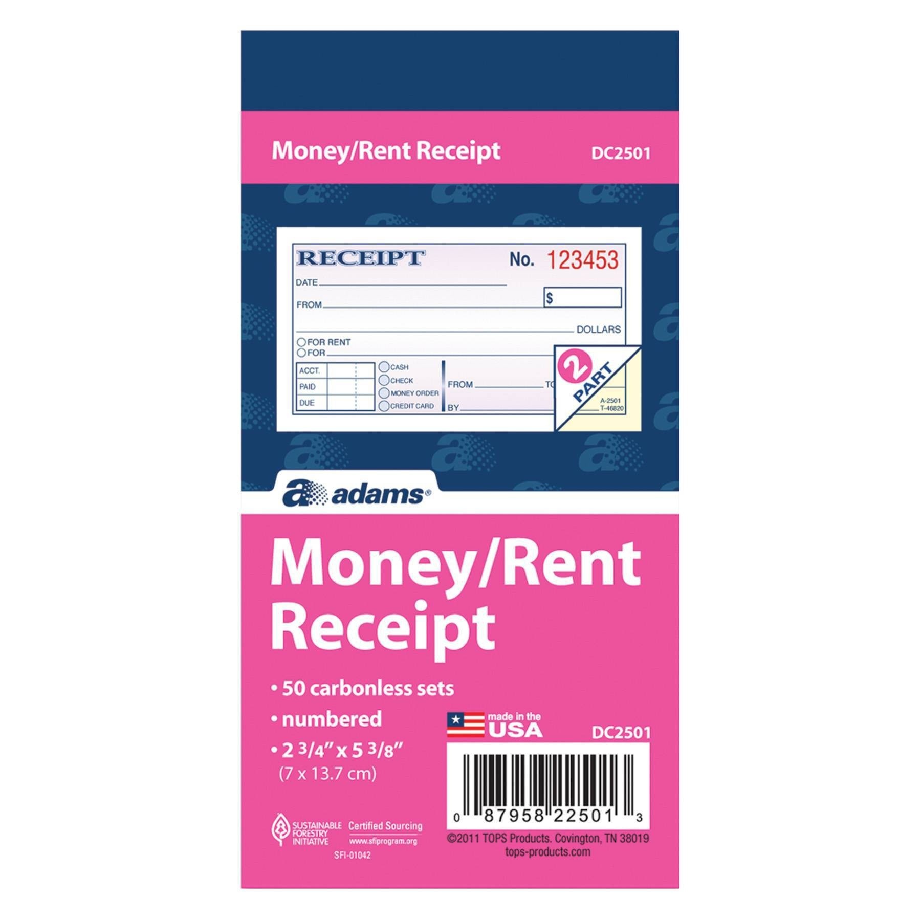 slide 1 of 5, Adams Numbered Money/Rent Receipt Book, 50 ct