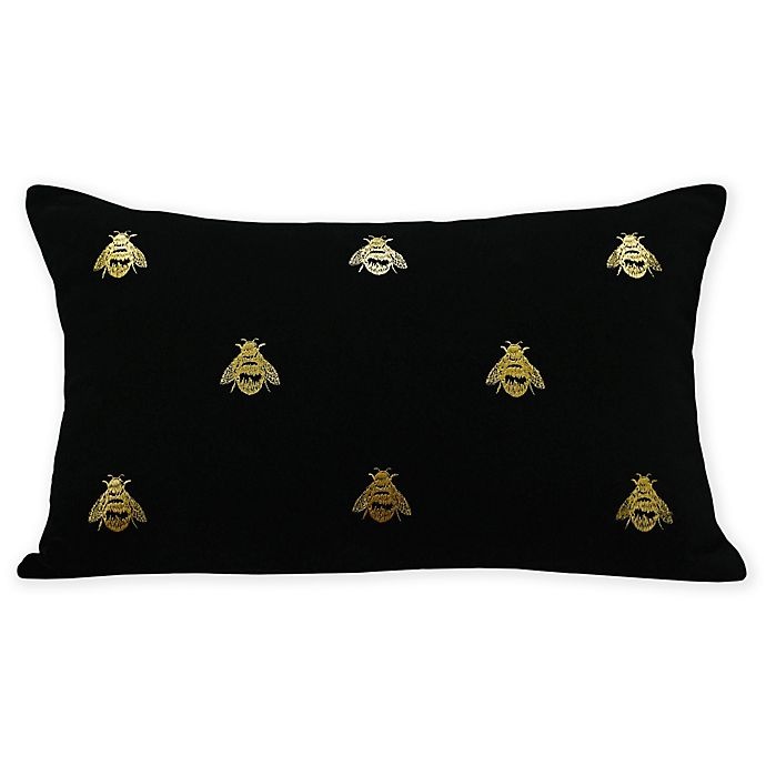 slide 1 of 1, MM Linen Fiori Velvet Oblong Throw Pillow - Black, 1 ct