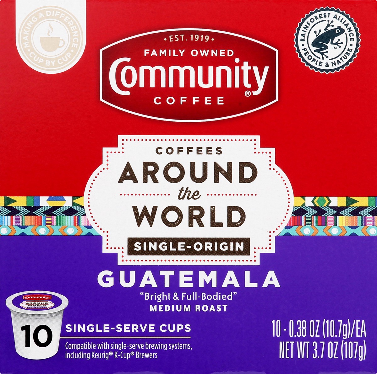 slide 9 of 9, Community Coffee Single-Serve Cups Medium Roast Guatemala Coffee - 10 ct, 10 ct