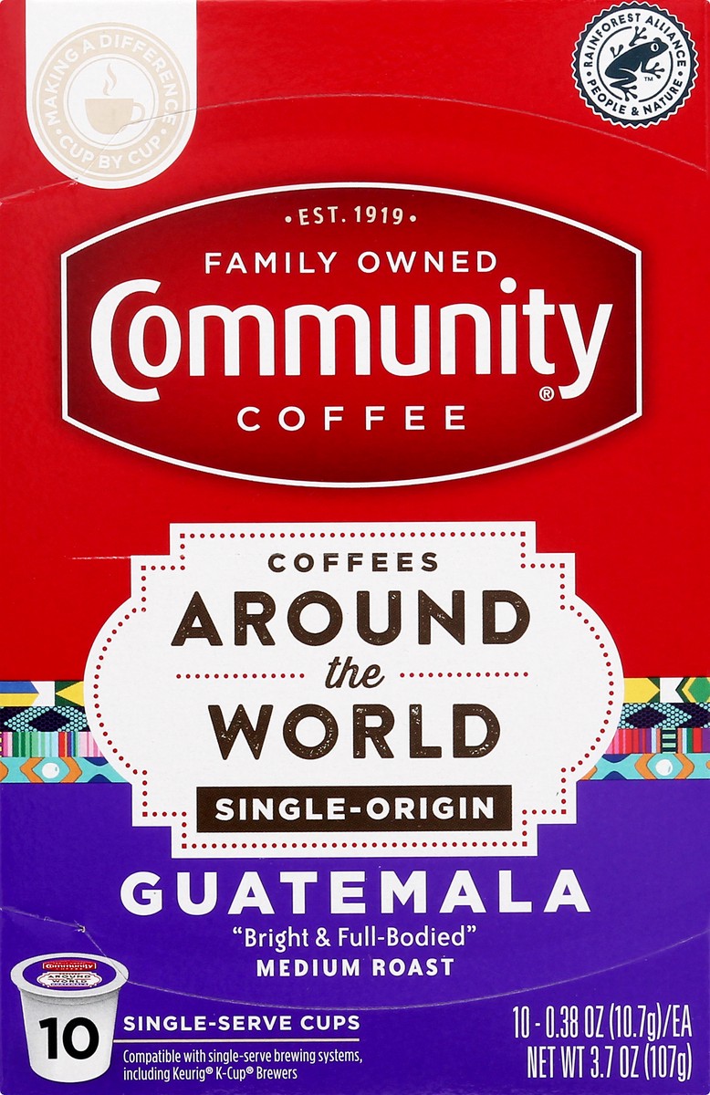 slide 8 of 9, Community Coffee Single-Serve Cups Medium Roast Guatemala Coffee - 10 ct, 10 ct