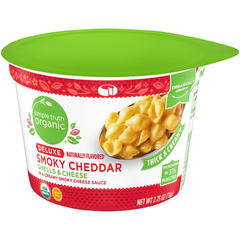 slide 1 of 1, Simple Truth Organic Deluxe Smoky Cheddar Shells & Cheese Cup, 2.75 oz