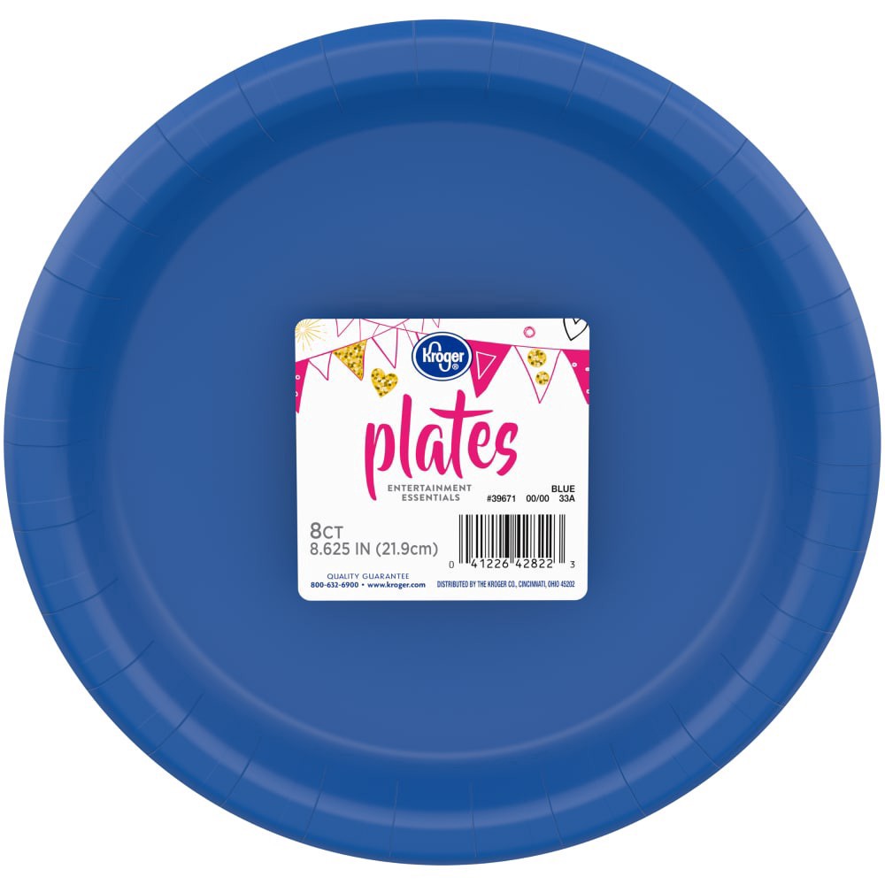 slide 3 of 4, Kroger Entertainment Essentials Paper Plates Blue, 8.63 in