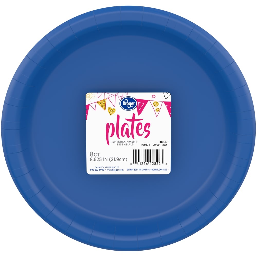 slide 1 of 1, Kroger Entertainment Essentials Paper Plates Blue, 8.63 in