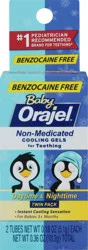 Orajel Baby Twin Pack Daytime & Nighttime Non-Medicated Cooling Gel for Teething 2 - 0.18 oz Tubes