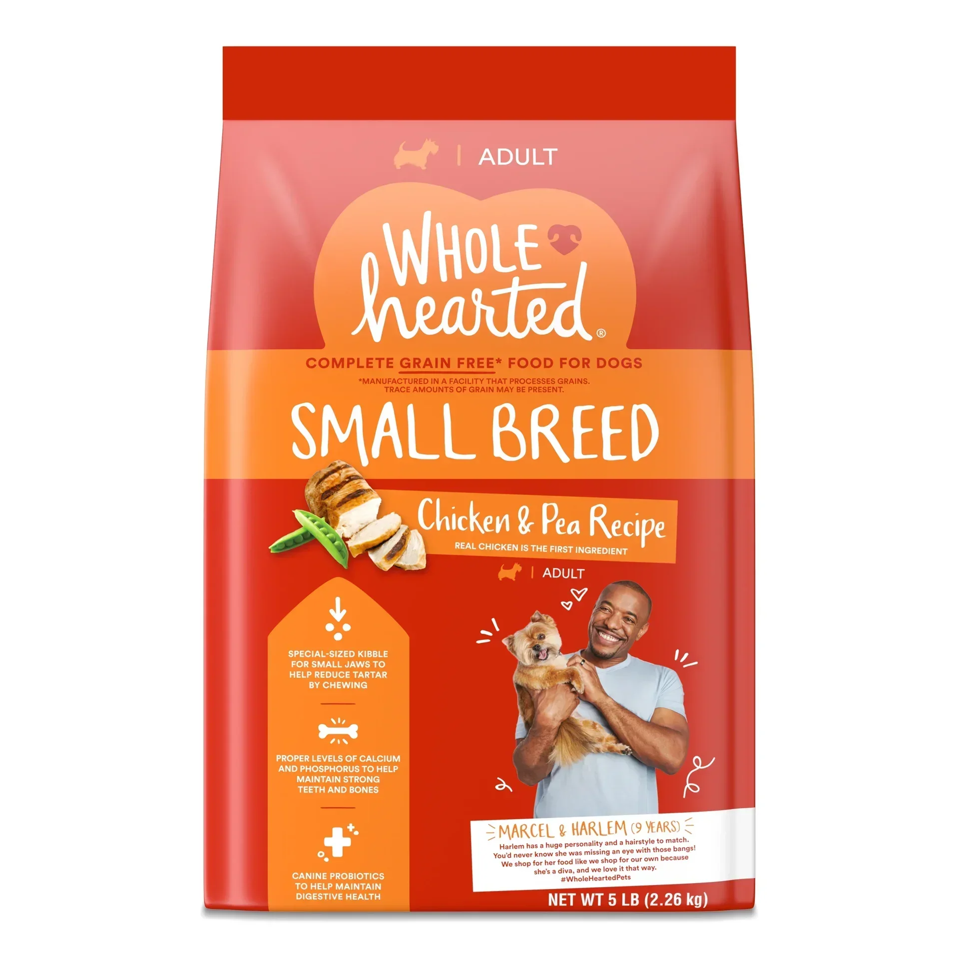 slide 1 of 1, WholeHearted Grain Free Small-Breed Chicken and Pea Recipe Adult Dry Dog Food, 5 lb
