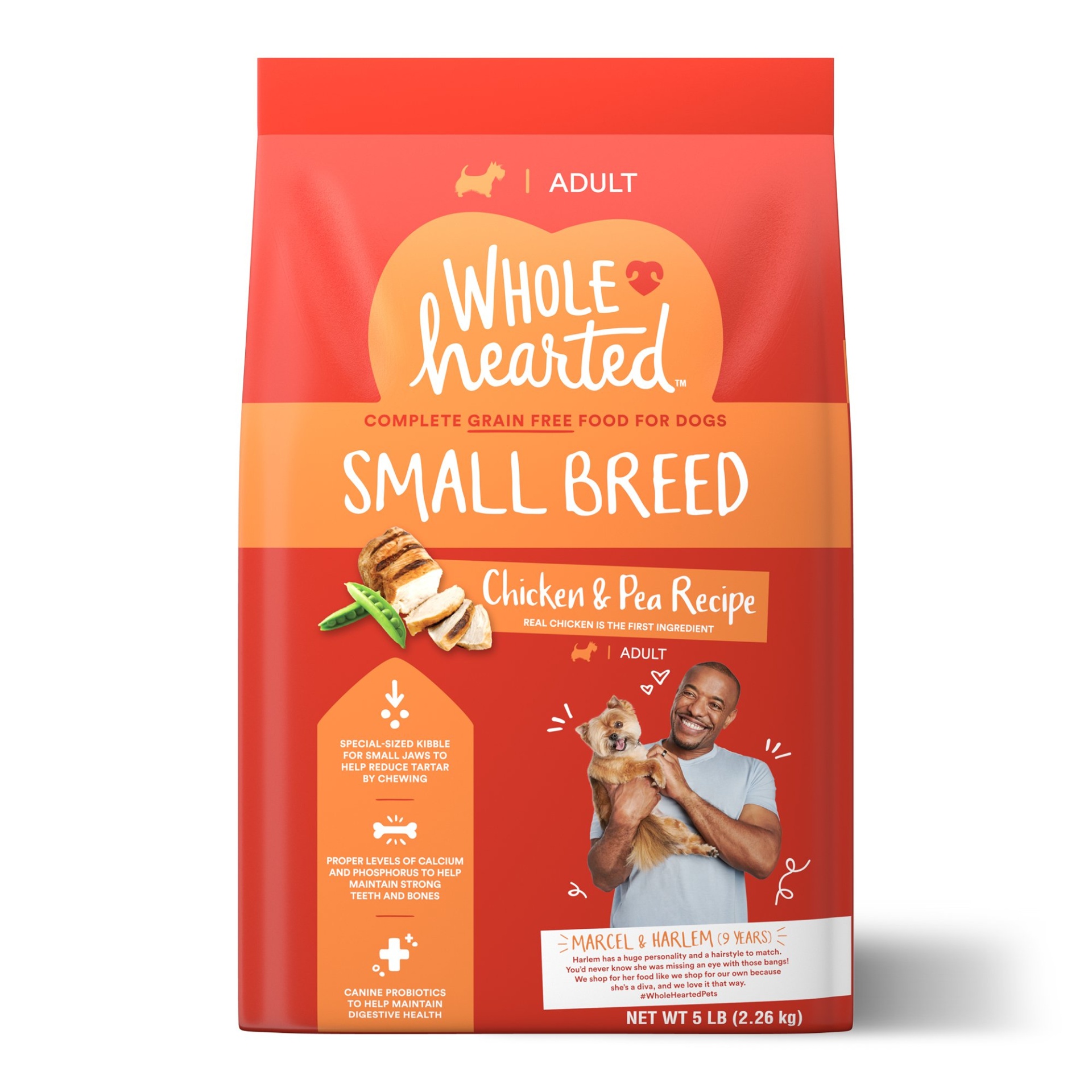 slide 1 of 1, WholeHearted Grain Free Small-Breed Chicken and Pea Recipe Adult Dry Dog Food, 5 lb