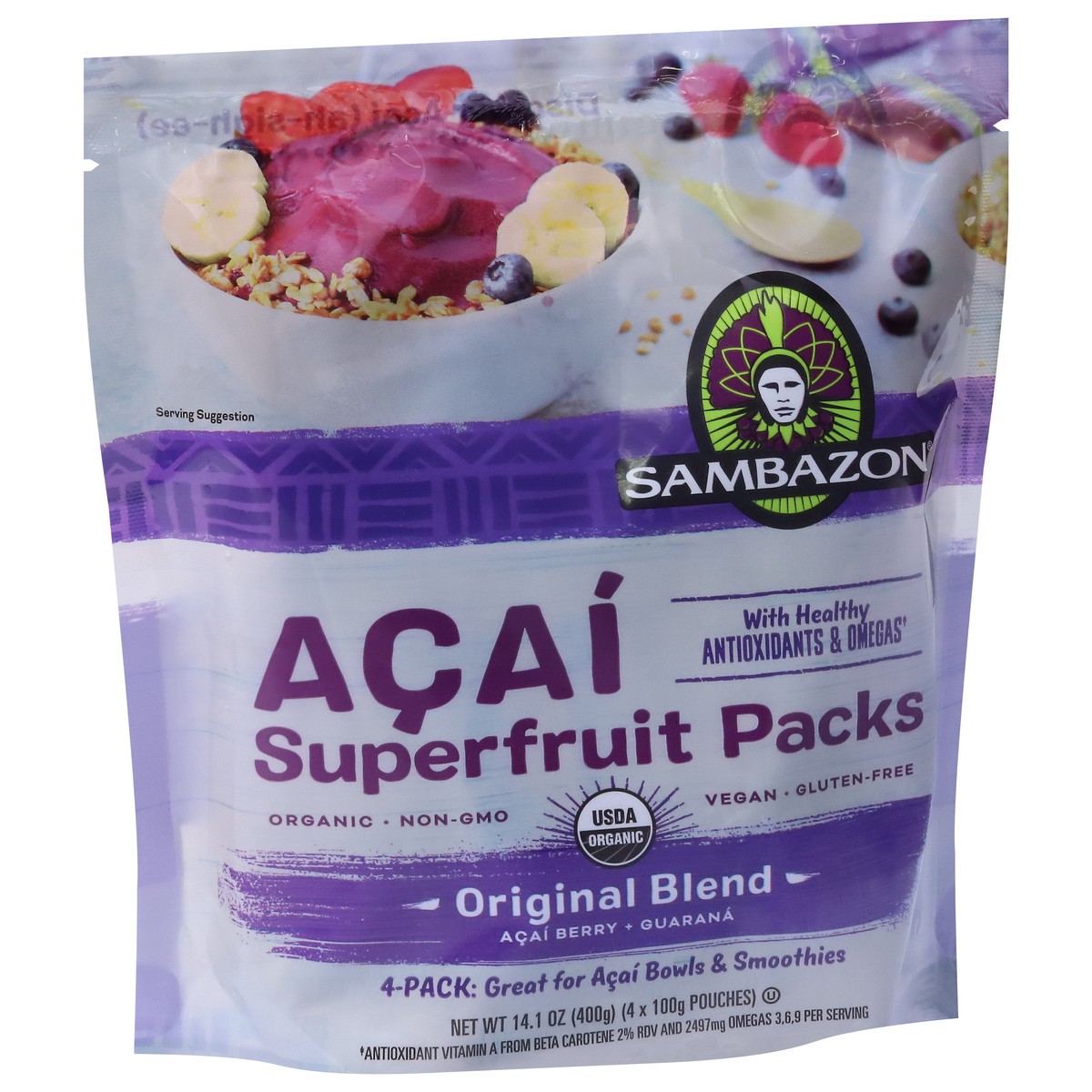 slide 8 of 9, Sambazon Acai Original Blend Superfruit Packs 4 - 100 g Pouches, 4 ct