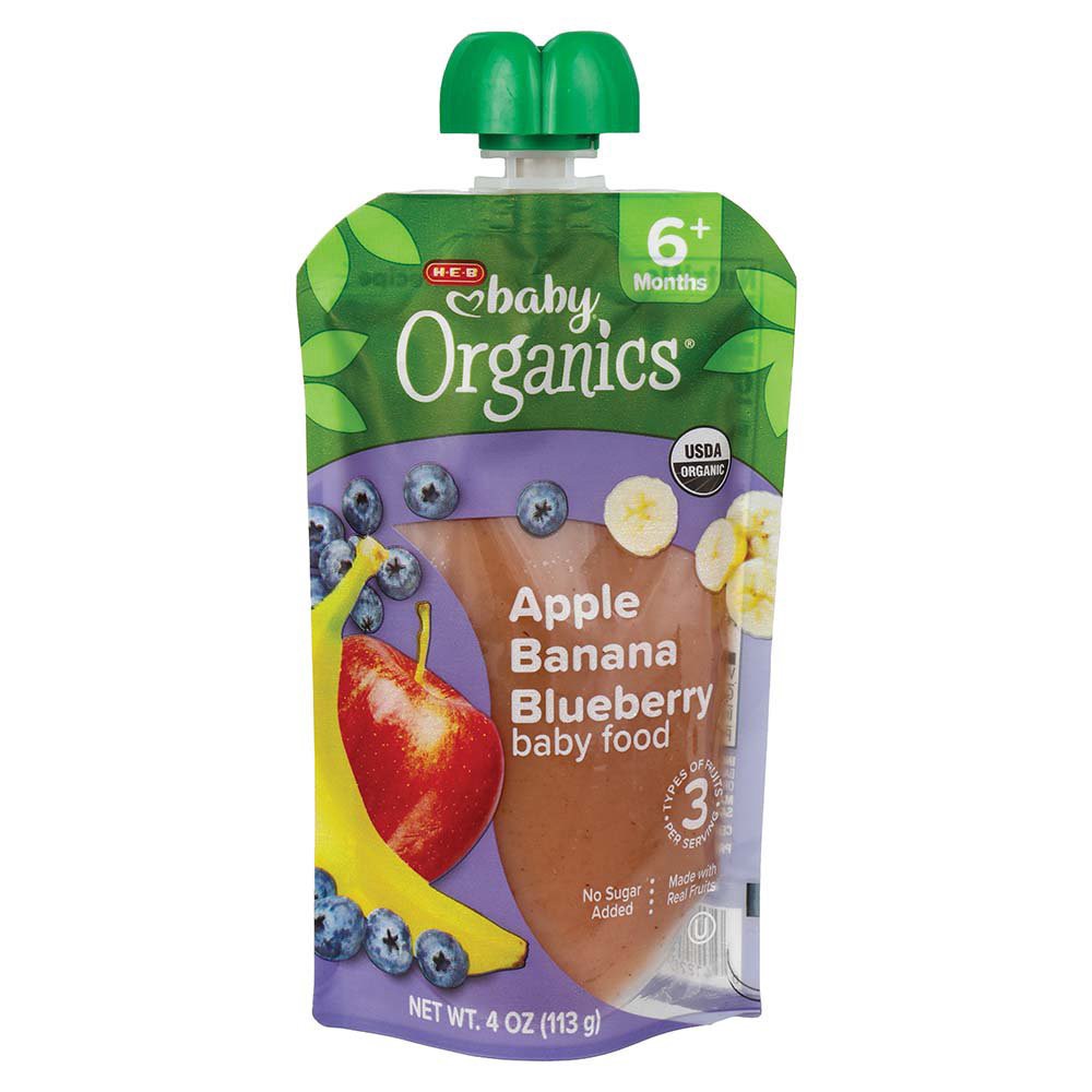 slide 1 of 1, H-E-B Baby Organics Apple Banana Blueberry, 4 oz