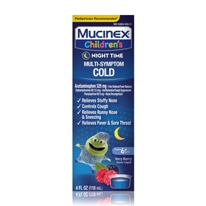 slide 1 of 1, Mucinex Children's Multi-Symptom Night Time Cold Liquid Very Berry, 4 Oz, 4 oz