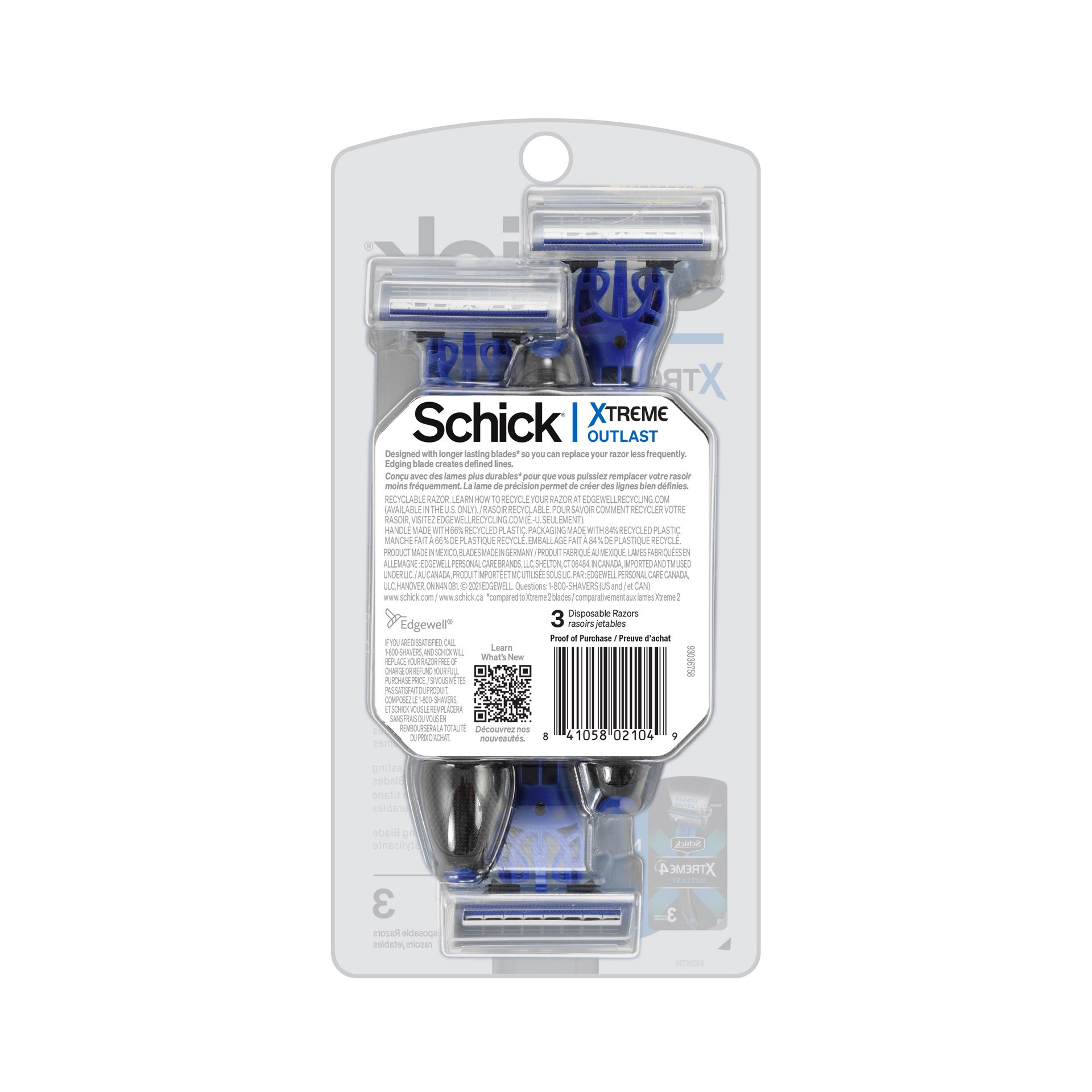 slide 4 of 8, Schick Xtreme 4 Disposable Razor, 3CT, 3 ct