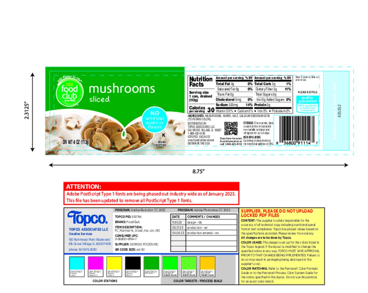 slide 14 of 16, Food Club Sliced Mushrooms 4 oz, 4 oz