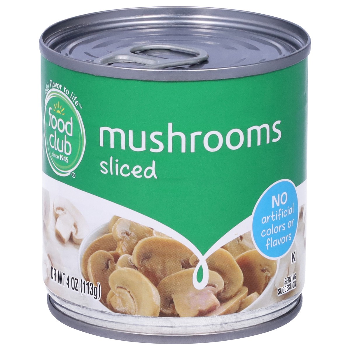 slide 6 of 16, Food Club Sliced Mushrooms 4 oz, 4 oz