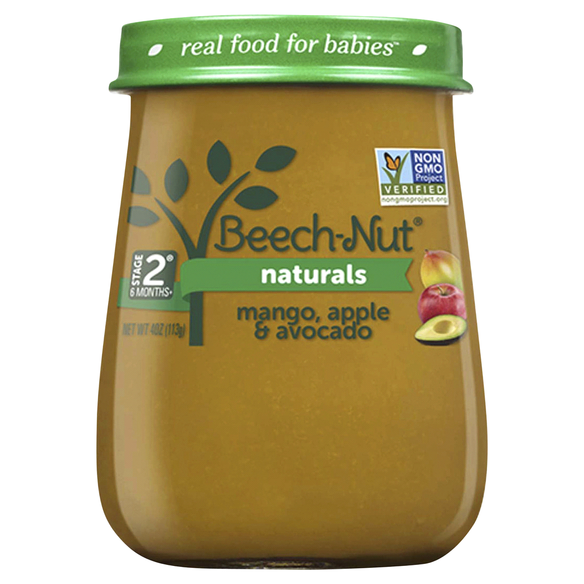 slide 1 of 1, Beech-Nut Stage 2 Just Mango Apple & Avocado Baby Food Jar, 4.25 oz