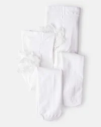 Carter's Baby Girl 2-Pack Tights - White - 0-6 Months
