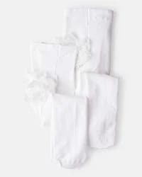 Carter's Baby Girl 2-Pack Tights - White - 0-6 Months