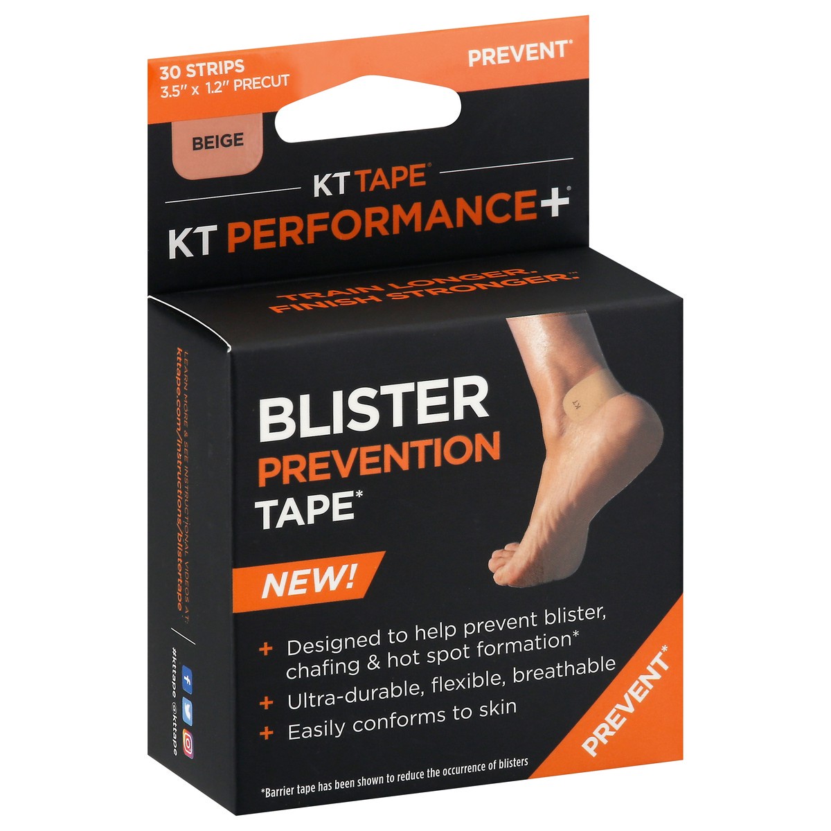 slide 2 of 11, KT Tape KT Performance+ 3.5 Inch x 1.2 Inch Precut Beige Blister Prevention Tape 30 ea, 30 ct