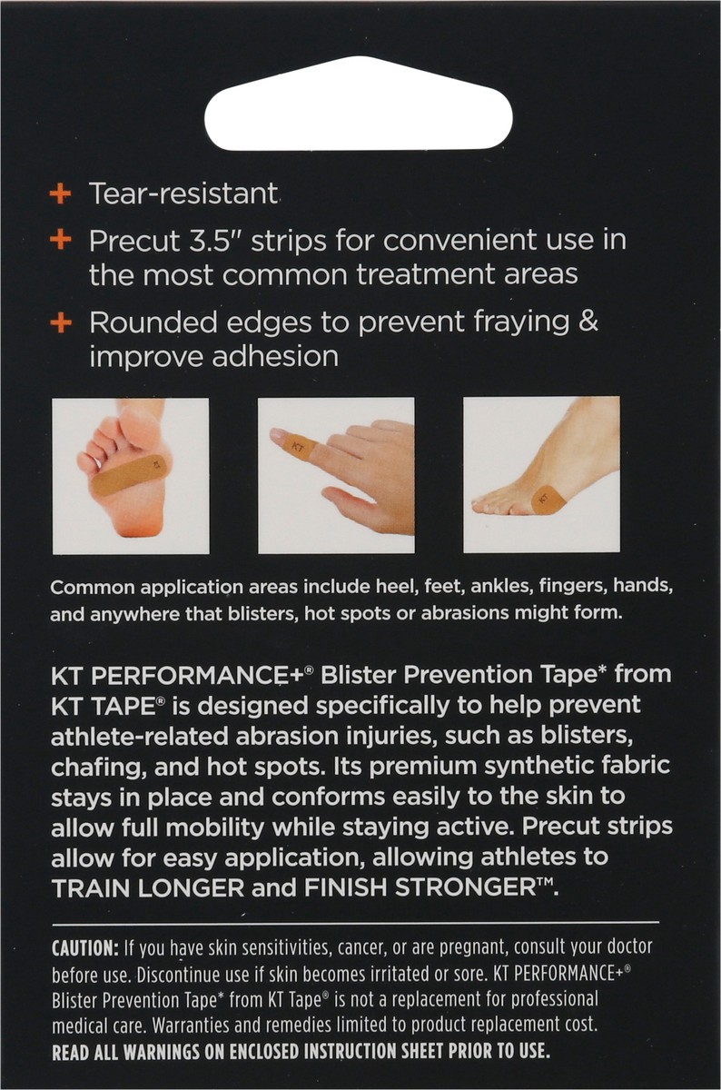 slide 10 of 11, KT Tape KT Performance+ 3.5 Inch x 1.2 Inch Precut Beige Blister Prevention Tape 30 ea, 30 ct