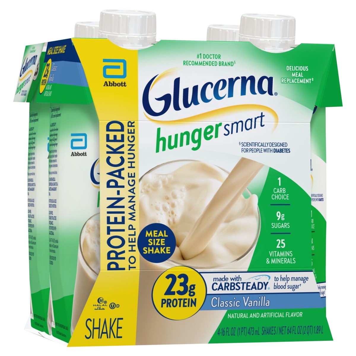 slide 2 of 5, Glucerna Hunger Smart Shake, Vanilla, 4 ct; 1 pint