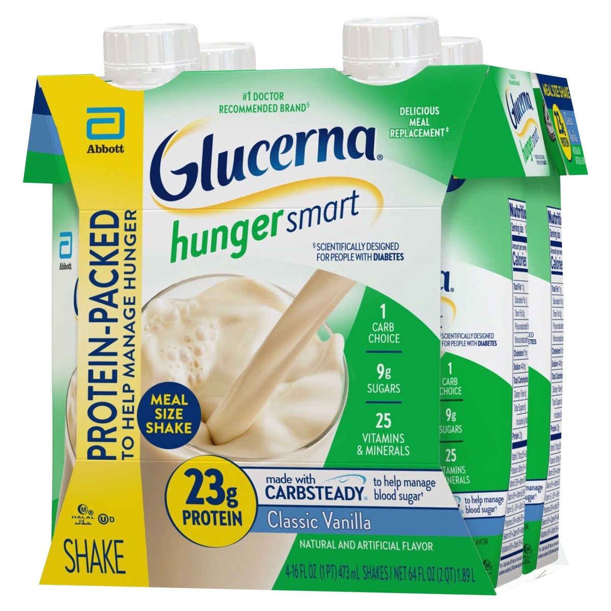 slide 3 of 5, Glucerna Hunger Smart Shake, Vanilla, 4 ct; 1 pint