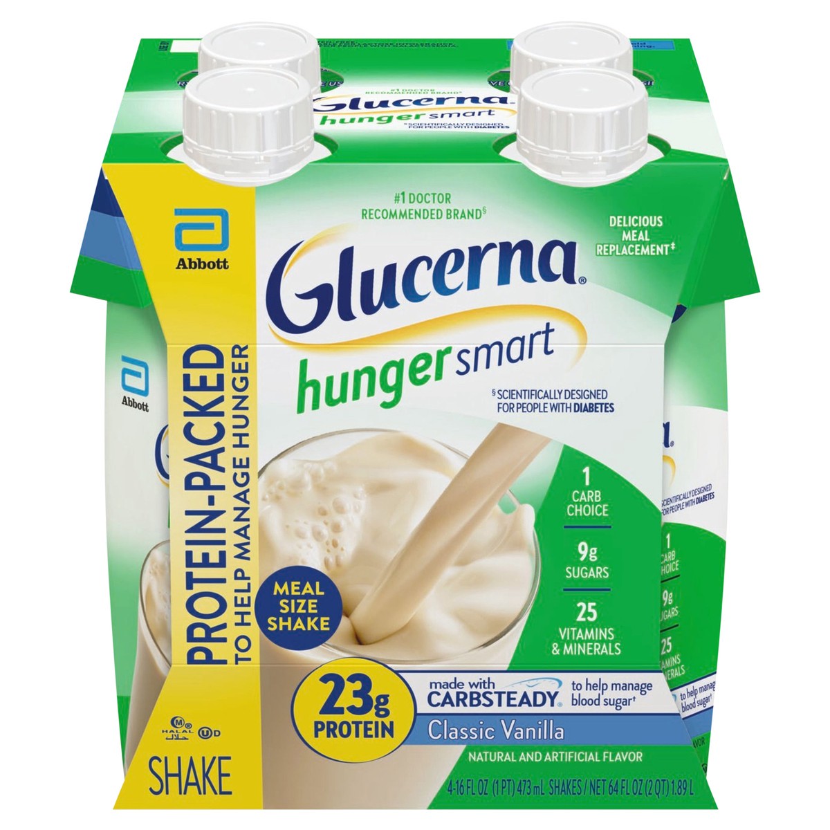 slide 1 of 5, Glucerna Hunger Smart Shake, Vanilla, 4 ct; 1 pint