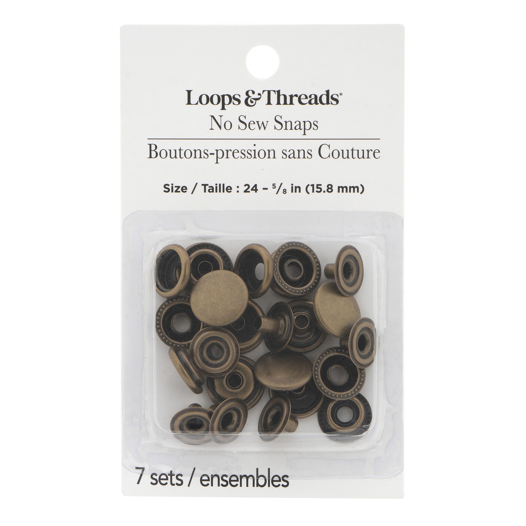 slide 2 of 2, 5/8" Antique Brass No Sew Snaps, 7ct. By Loops & Threads, 7 ct