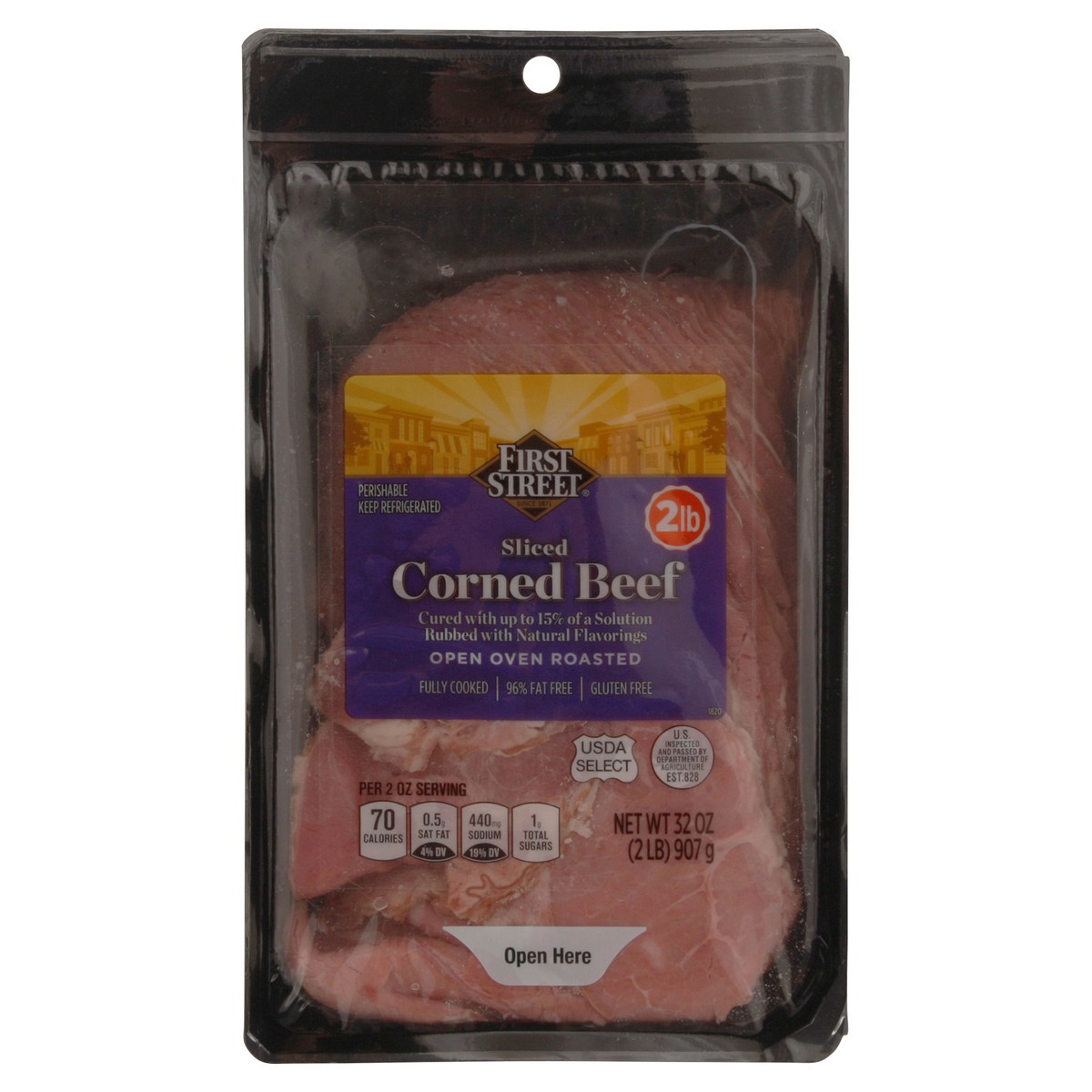 slide 3 of 4, First Street Sliced Corned Beef, 2 lb