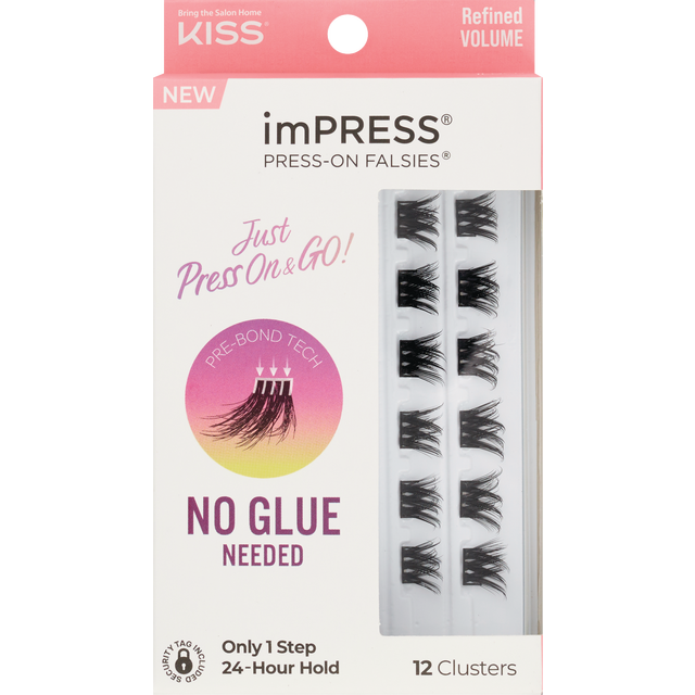 slide 1 of 1, imPRESS Press-On Falsies Refined Volume Clusters 12 ea, 12 ct