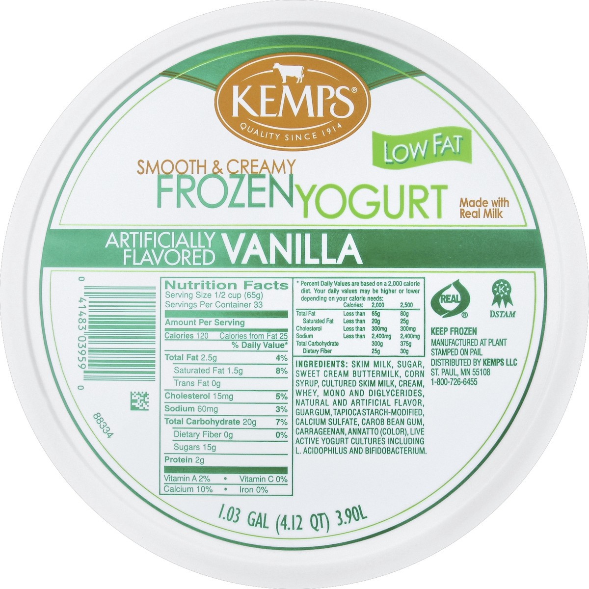 slide 2 of 3, Kemps Frozen Yogurt 1.03 gl, 1.03 gal