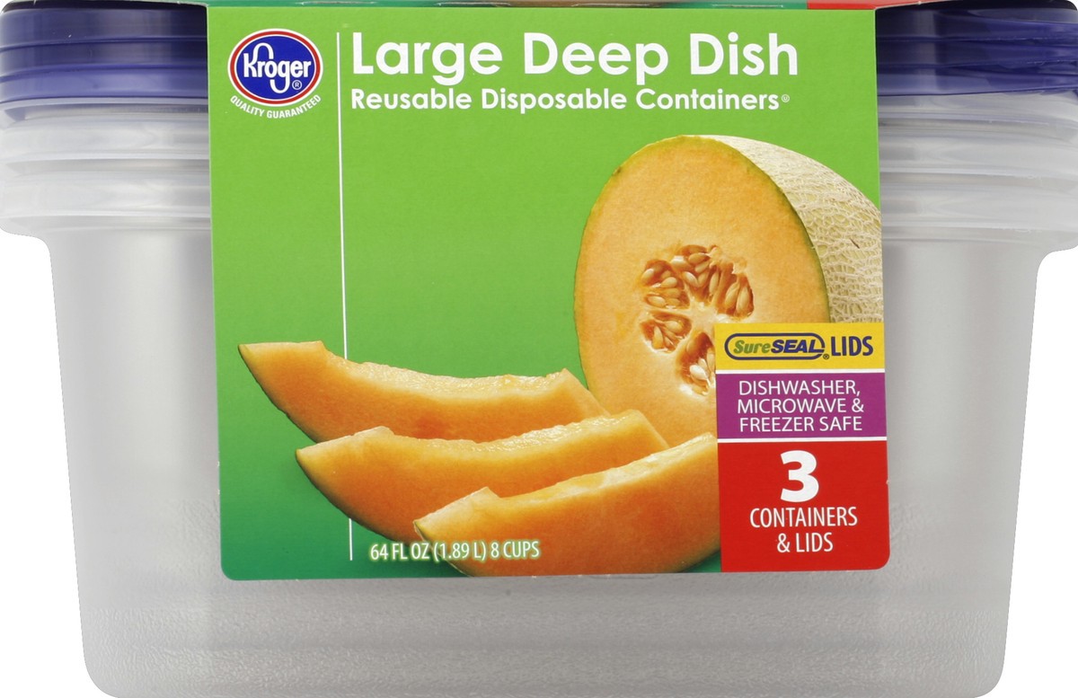 slide 4 of 5, Kroger Home Sense Large Deep Dish Container Set, 3 ct; 64 oz