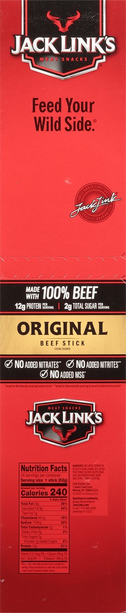 slide 7 of 14, Jack Link's Original Beef Sticks, 1.84 ounce, 24 ct