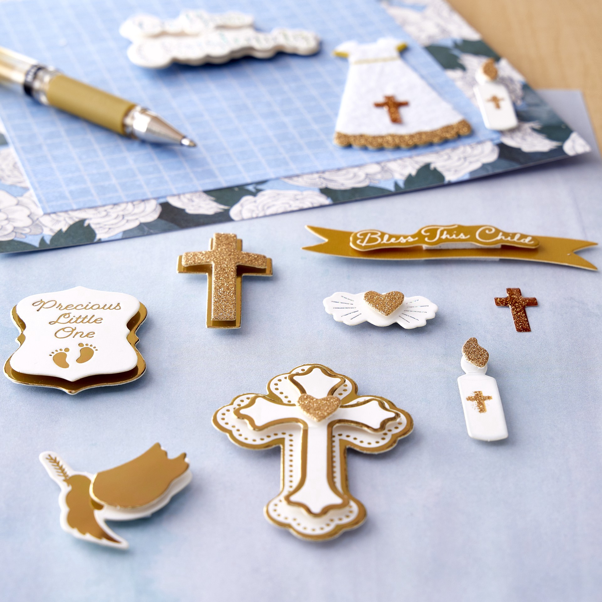 slide 3 of 4, Christening Baby Stickers By Recollections, 3.85 in x 7 in