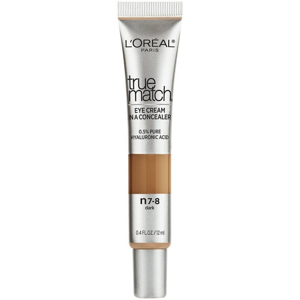 slide 1 of 1, L'Oréal True Match Eye Cream In A Concealer With Hyaluronic Acid, Dark N7-8, 0.4 oz
