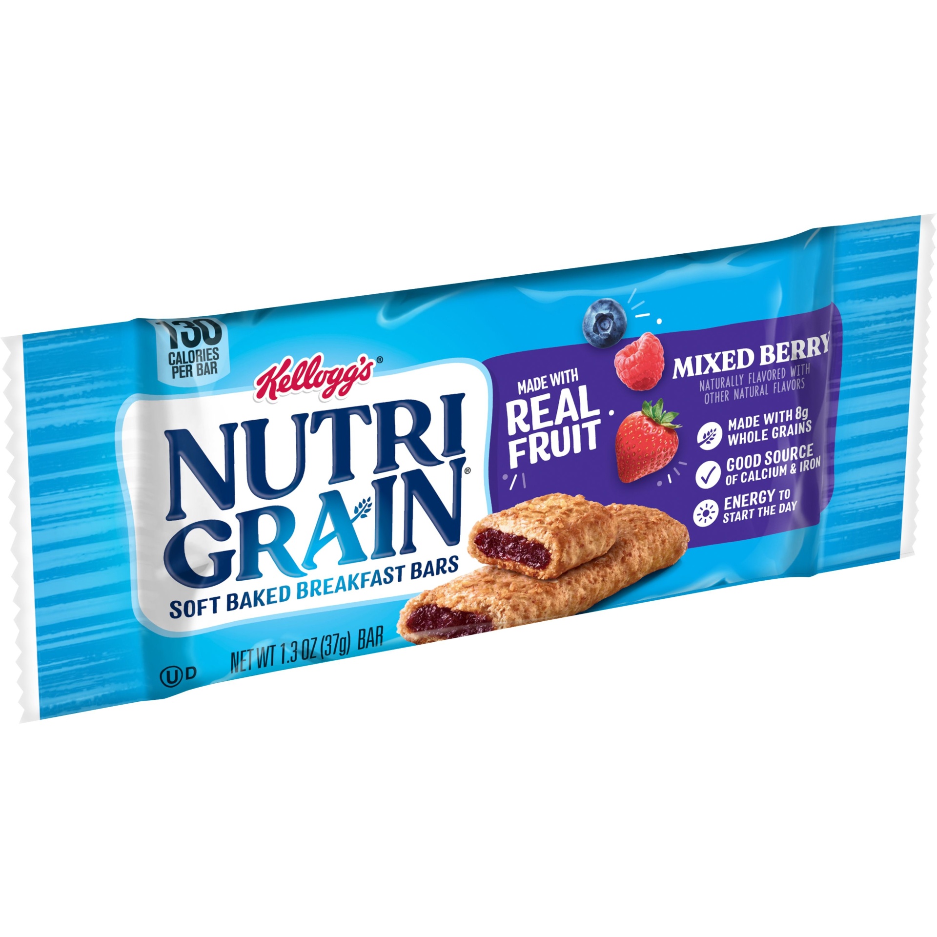 slide 1 of 4, Kellogg's Nutri-Grain Soft Baked Breakfast Bars, Made with Whole Grains, Kids Snacks, Mixed Berry, 1.3 oz