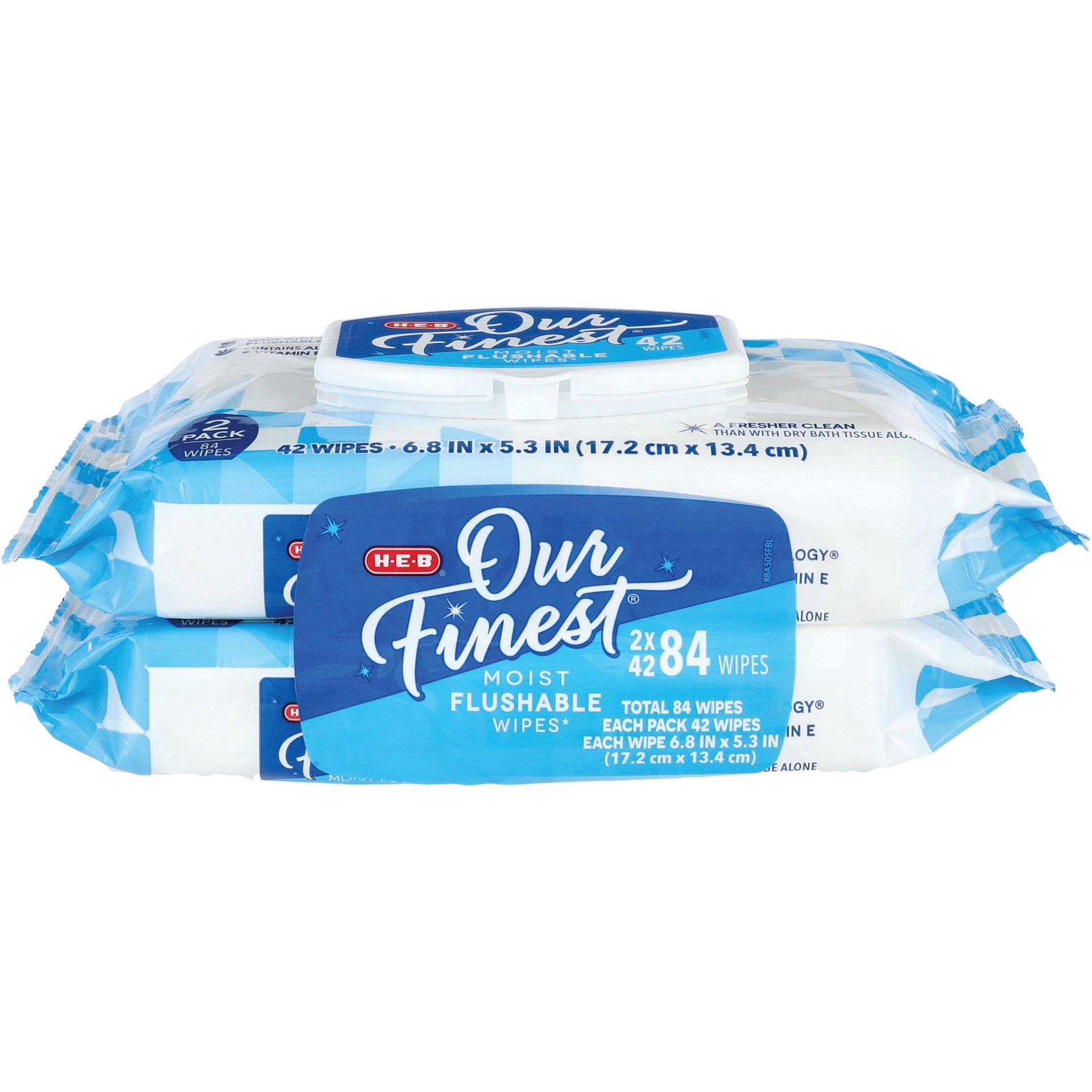 slide 1 of 1, H-E-B Our Finest Moist Flushable Wipes 2 pk, 84 ct