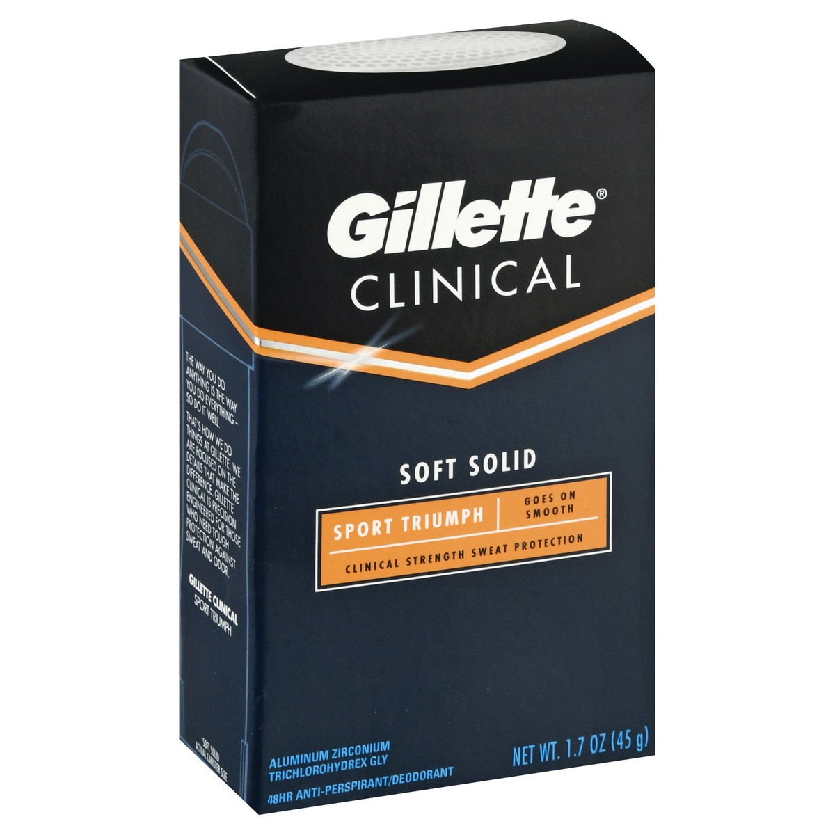 slide 2 of 9, Gillette Clinical Soft Solid Sport Triumph Anti-Perspirant/Deodorant 1.7 oz, 1.7 oz