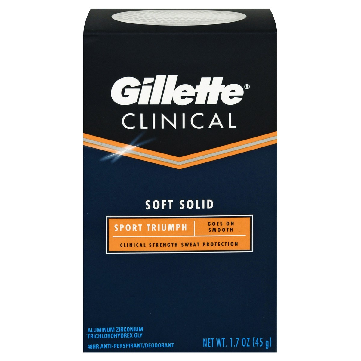 slide 1 of 9, Gillette Clinical Soft Solid Sport Triumph Anti-Perspirant/Deodorant 1.7 oz, 1.7 oz