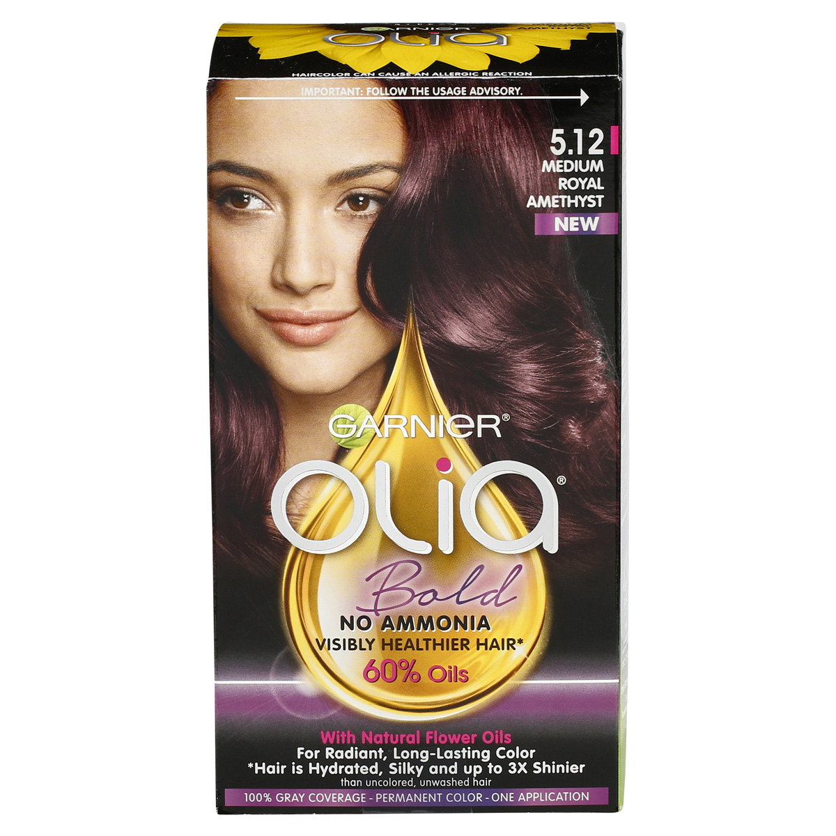 slide 1 of 1, Garnier Olia Oil Powered Permanent Hair Color, 5.12 Medium Royal Amethyst, 1 ct