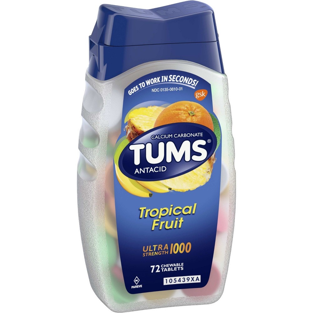 slide 4 of 4, Tums Ultra Tropical Fruit Antacid, 72 ct