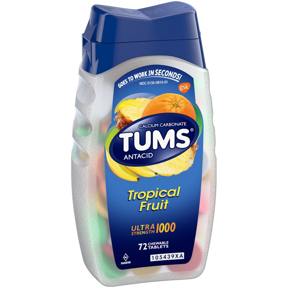 slide 1 of 4, Tums Ultra Tropical Fruit Antacid, 72 ct