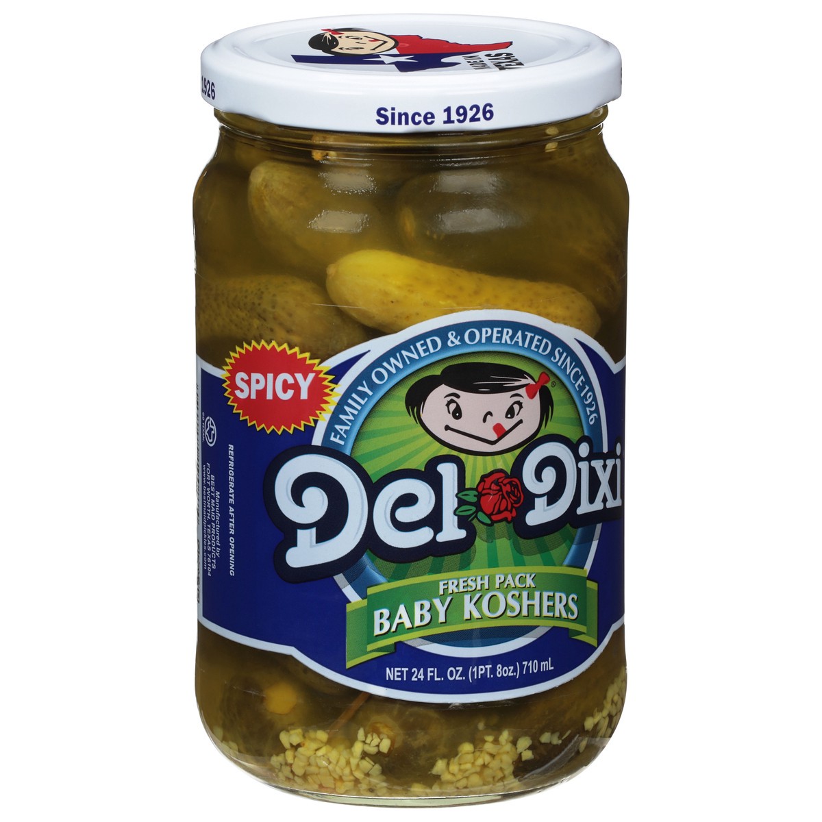slide 3 of 13, Del-Dixi Baby Koshers Spicy Pickles Fresh Pack 24 fl oz, 24 fl oz