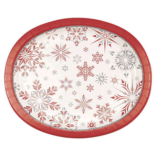 slide 1 of 1, Creative Converting Simple Snowflake Oval Platter, 8 ct