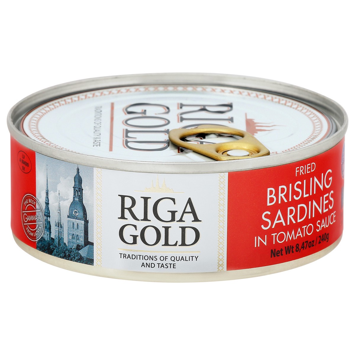 slide 8 of 14, Riga Gold Fried Brisling Sardines in Tomato Sauce 8.47 oz, 8.47 oz