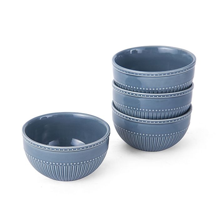 slide 1 of 1, Mikasa Italian Countryside Accents Fluted Fruit Bowls - Blue, 4 ct