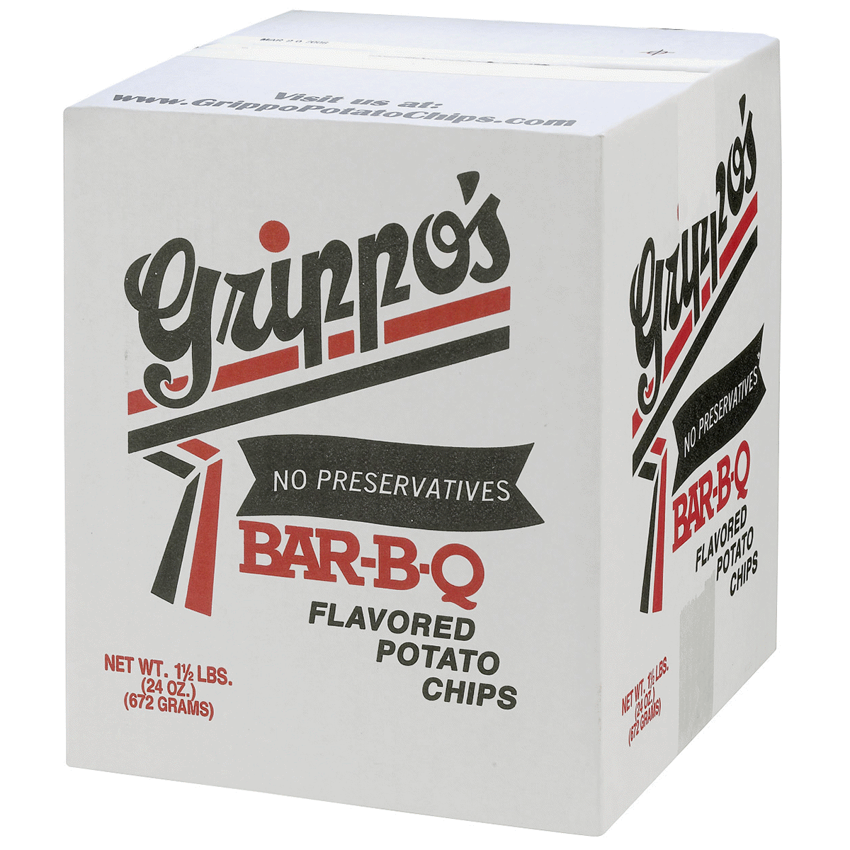 slide 1 of 1, Grippo's Bar-B-Q Flavored Potato Chips, 24 oz