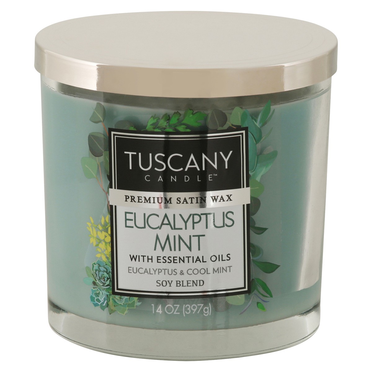 slide 1 of 9, Tuscany Candle Eucalyptus Mint Glass Jar Candle - Green, 1 ct